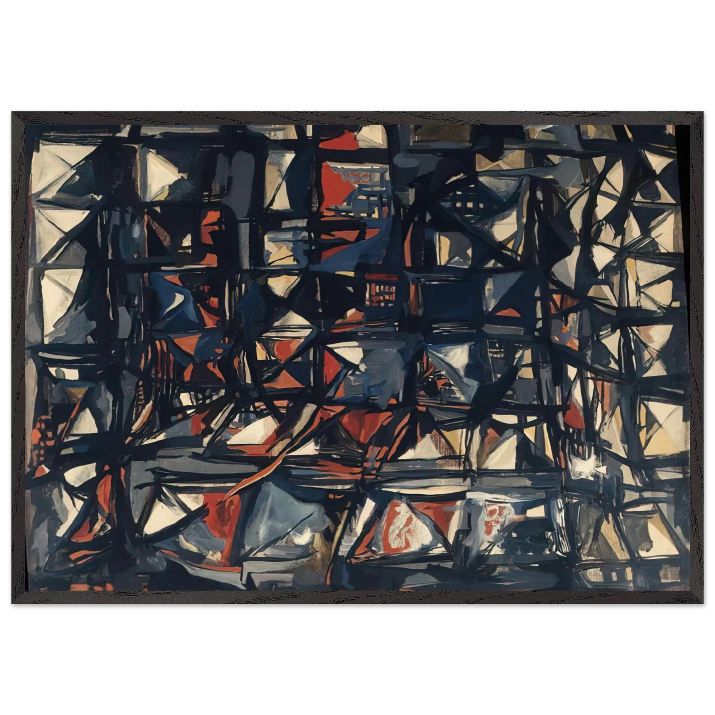 Untitled - 1955 N3 - Maria Helena Vieira da Silva Framed Art Print – Black Wooden Frame - Default Title - -Framed Art Print