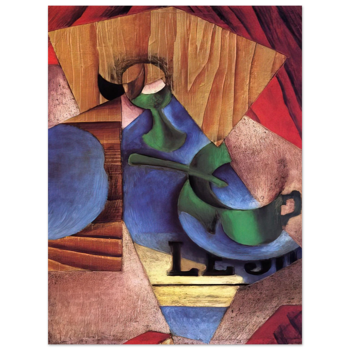Juan Gris - GLASS CUP AND NEWSPAPER 1913 75x100 cm / 30x40inches Fine Art Poster