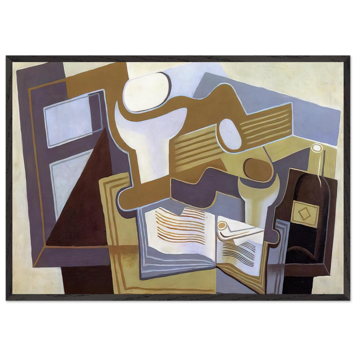 GUITAR AND FRUIT DISH 1 - Juan Gris 70x100 cm / 28x40 inches Framed Art Print – Black Wooden Frame