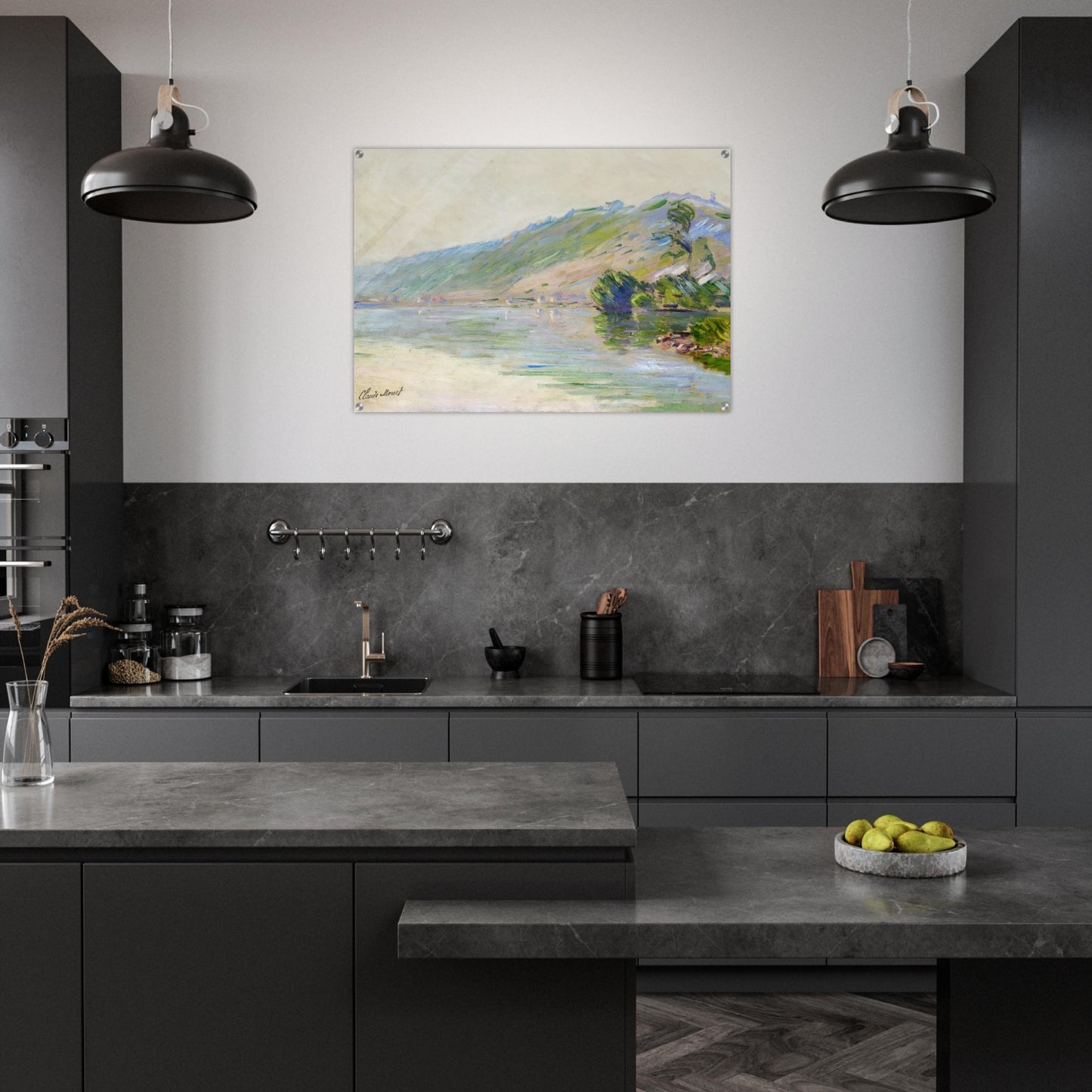 The Seine at Port-Villes, Clear Weather - claude monet Acrylic Print - 70x100 cm / 28x40″ inches | claude monet Wall Art | claude monet Prints