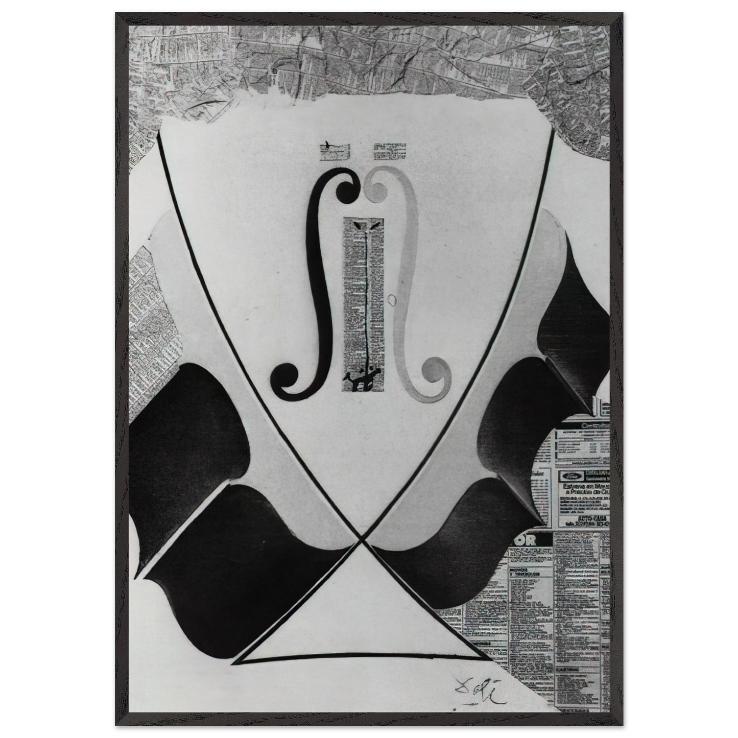 UNTITLED HEAD OF A SPANISH NOBLEMAN FASHIONED BY THE CATASTROPHE MODEL FROM A SWALLOW S TAIL - Salvador Dali Framed Art Print – Black Wooden Frame - Default Title - -Framed Art Print