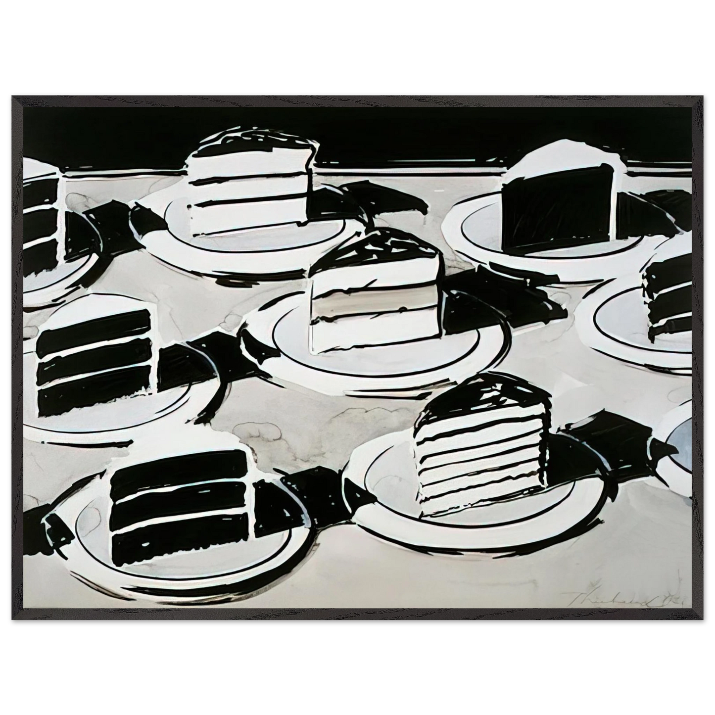 Wayne Thiebaud - Cake Slices - 1963 Wall Art - 60x80 cm / 24x32 inches - Premium Wooden Framed Poster With Fine Art Paper - Wood frame