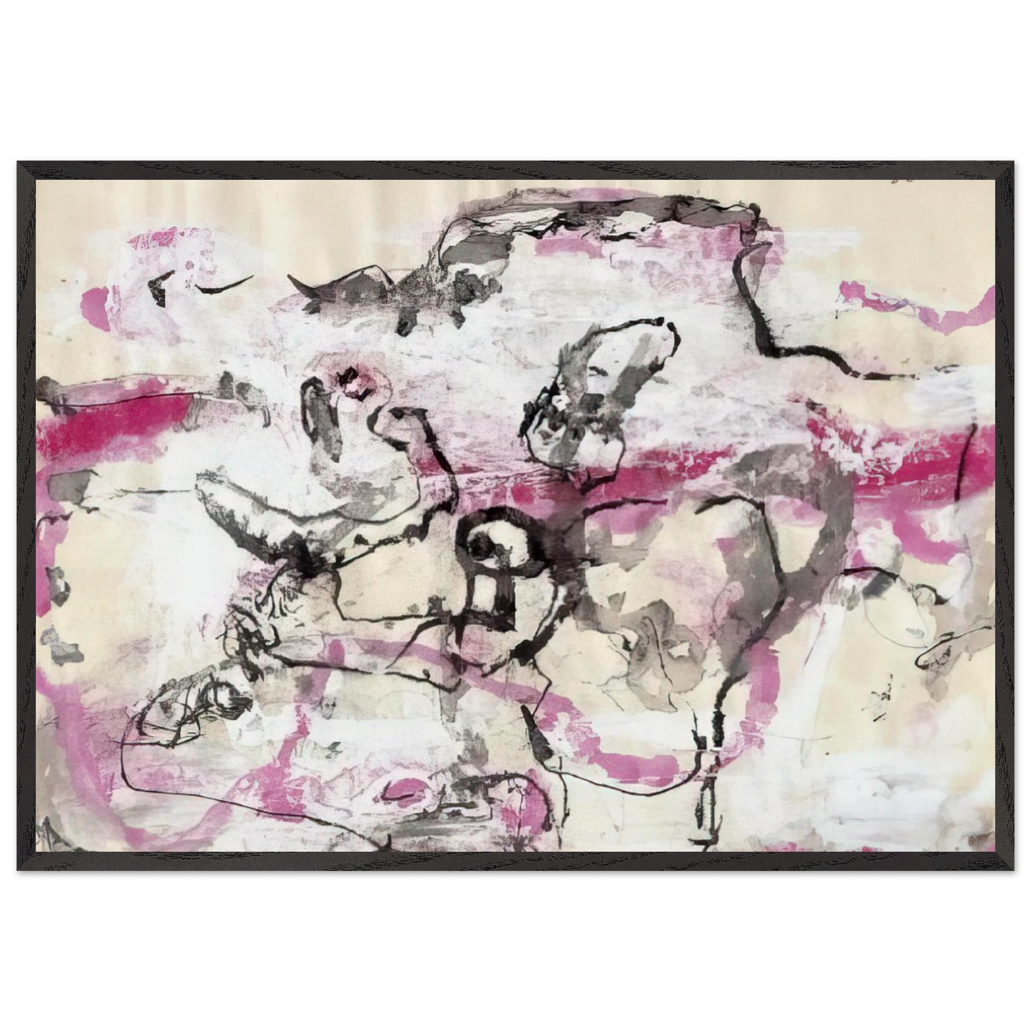 EL-IX - 1966 - Emil Schumacher 70x100 cm / 28x40 inches Framed Art Print – Black Wooden Frame