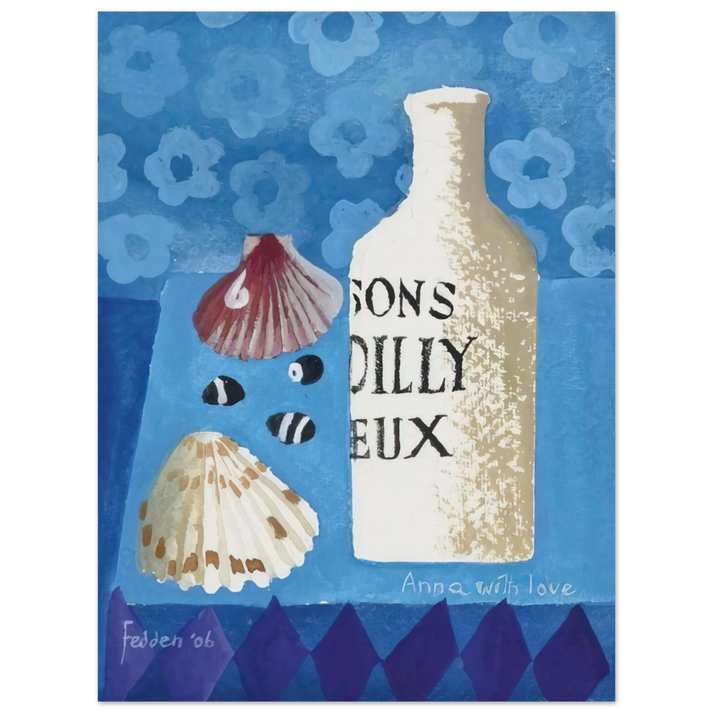 Mary Fedden - Still life with bottle and shells - 2006 75x100 cm / 30x40inches Fine Art Poster