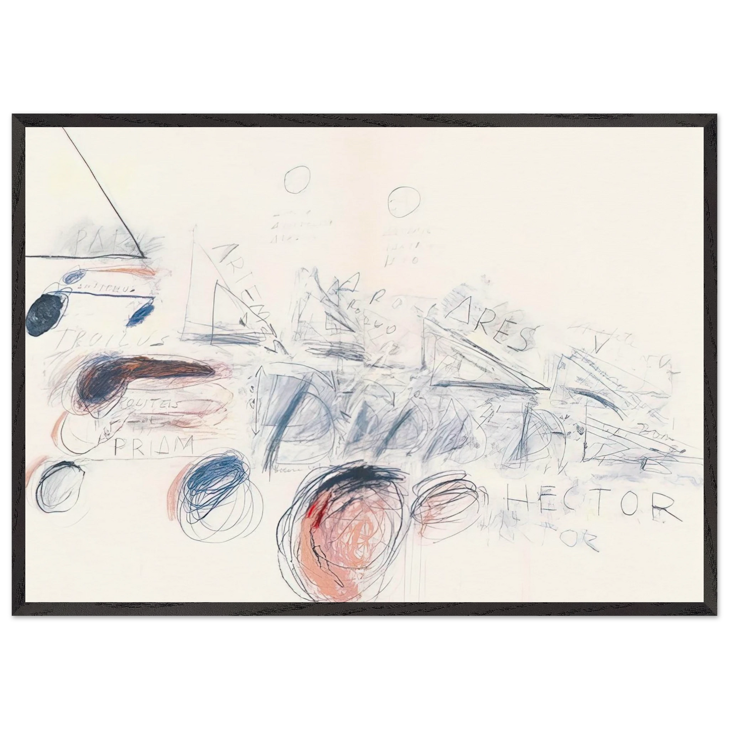 Fifty Days at Iliam Ilians in Battle - Cy Twombly Framed Art Print – Black Wooden Frame - Default Title - -Framed Art Print