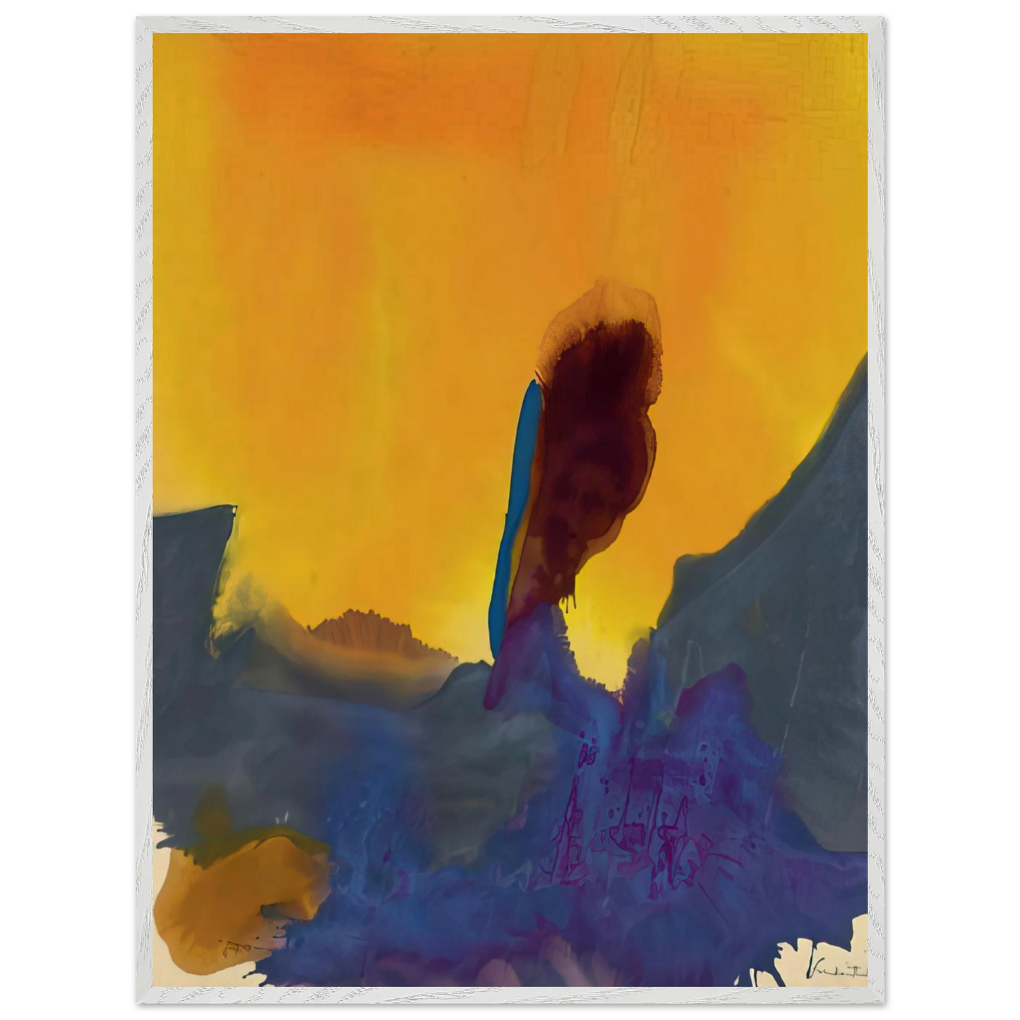 Helen Frankenthaler - Glow II - 1968 Wall art - 21x29.7 cm / 8x12" - Premium Wooden Framed Poster With Fine Art Paper - White frame