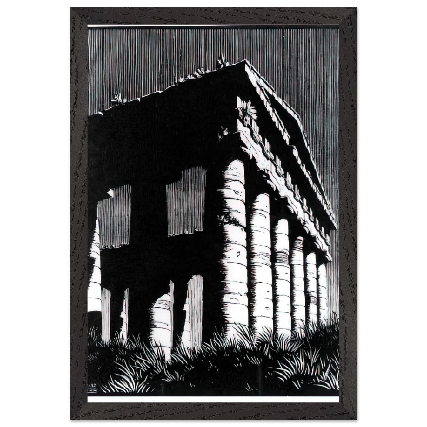 MC Escher - TEMPLE OF SEGESTE SICILY Wall Art - 60x80 cm / 24x32 inches - Fine Art Poster - -
