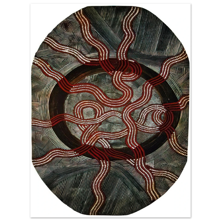 Clifford Possum Tjapaltjarri - Untitled Snake Dreaming - 1972 75x100 cm / 30x40inches Fine Art Poster