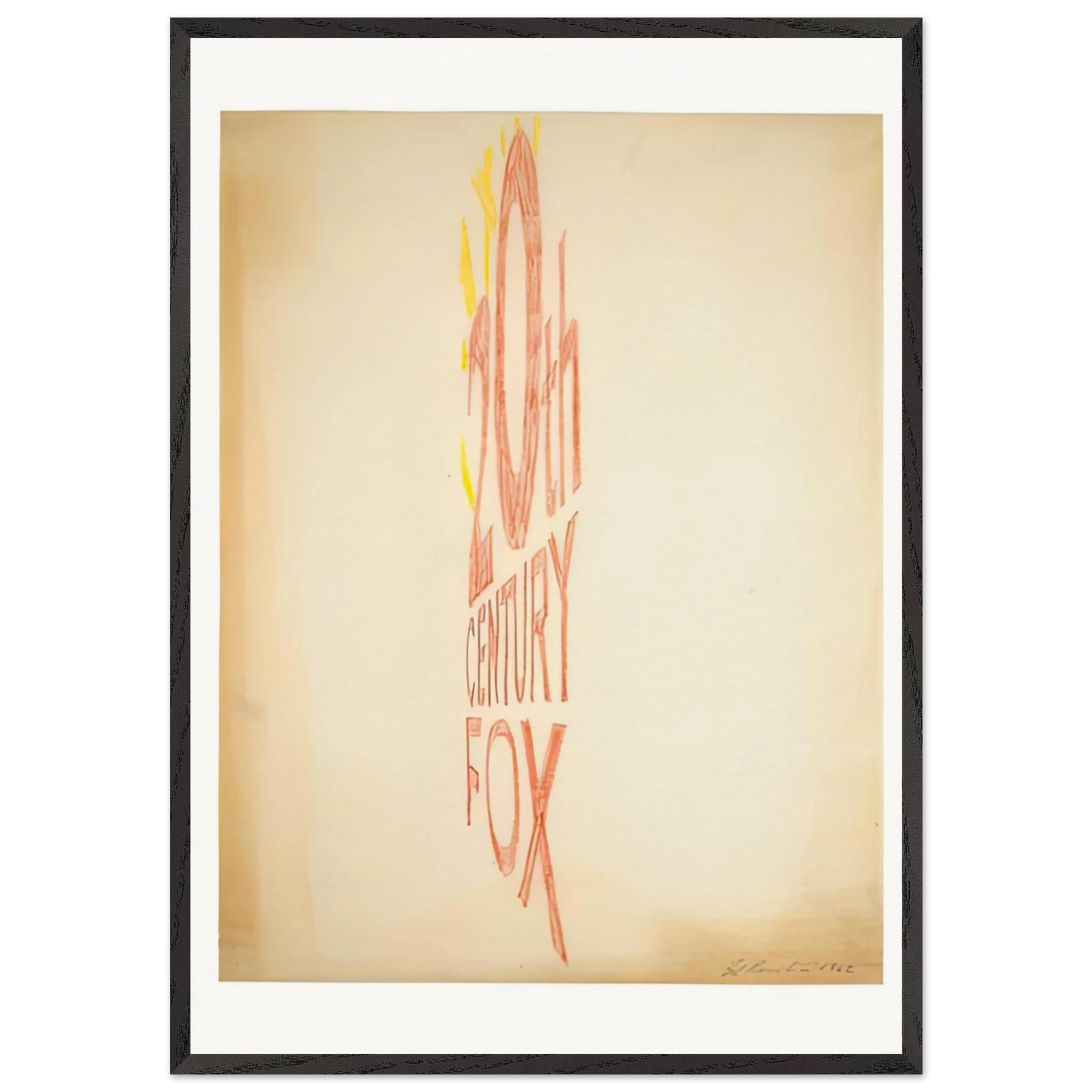 ANGLE STUDY LARGE TRADEMARK 1962 - Edward Ruscha 70x100 cm / 28x40 inches Framed Art Print – Black Wooden Frame