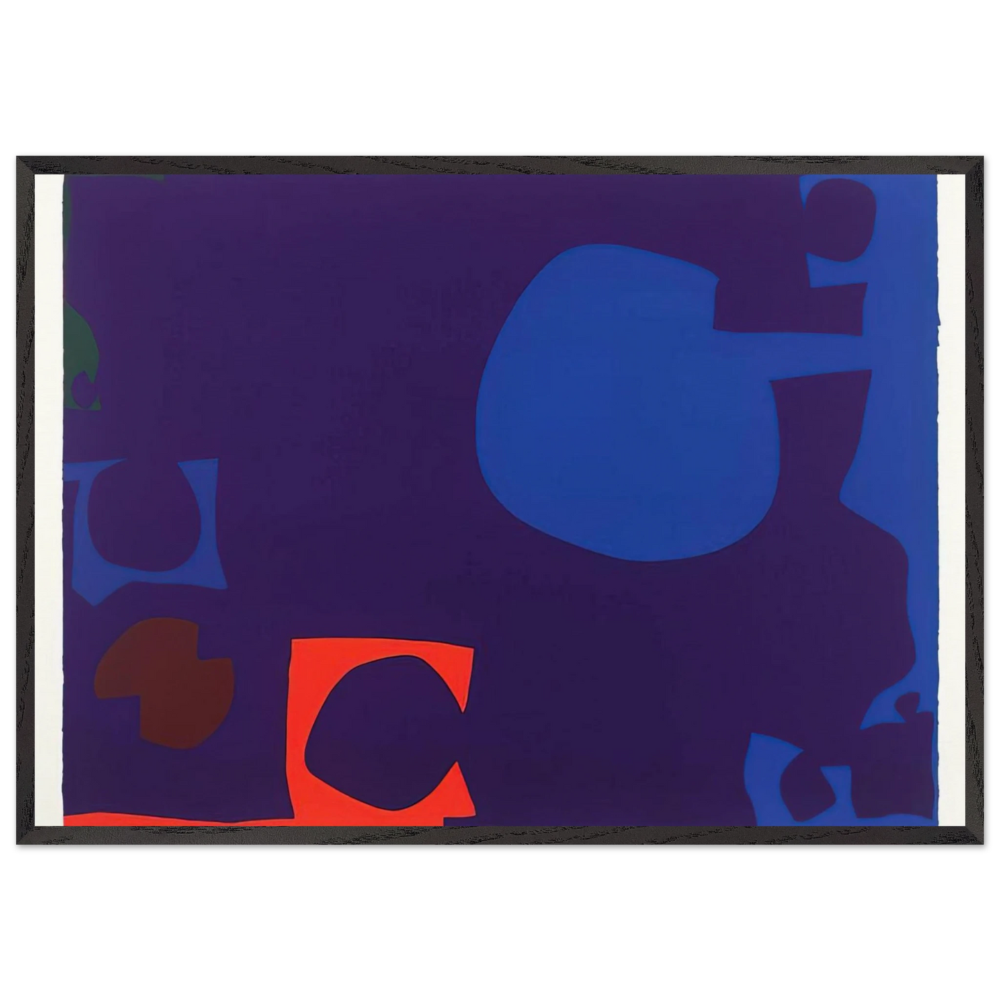 Blue and Deep Violet with Orange Brown and Green - 1970 - Patrick Heron 70x100 cm / 28x40 inches Framed Art Print – Black Wooden Frame