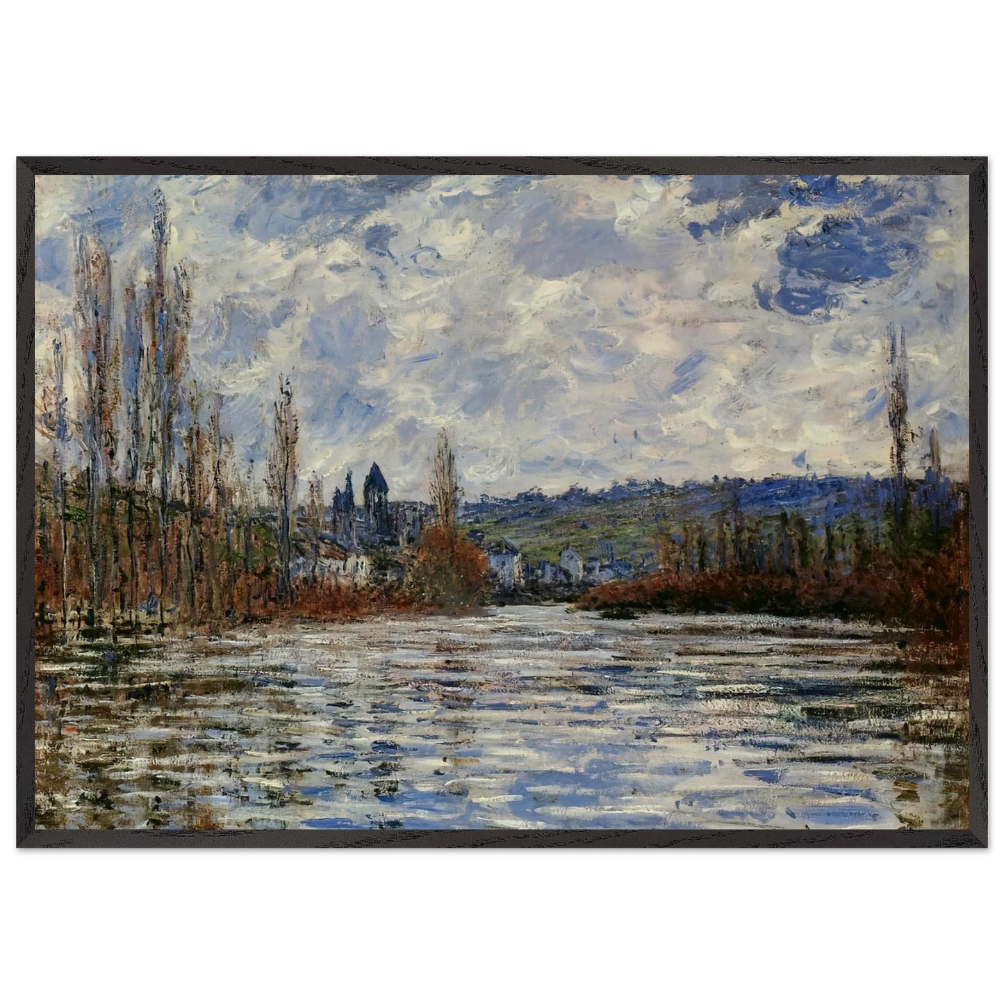 Flood of the Seine at Vetheuil - claude monet Framed Art Print – Black Wooden Frame - Default Title - -Framed Art Print
