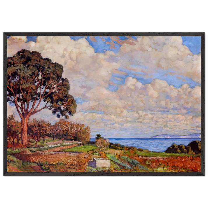 LARGE TREE NEAR THE SEA 1919 - Theo van Rysselberghe 70x100 cm / 28x40 inches Framed Art Print – Black Wooden Frame
