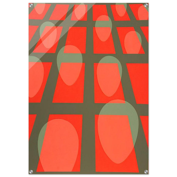 Untitled - Faces in a Grid Red - 1971 - Clarence Holbrook Carter Acrylic Print - 70x100 cm / 28x40″ inches | Clarence Holbrook Carter Wall Art | Clarence Holbrook Carter Prints
