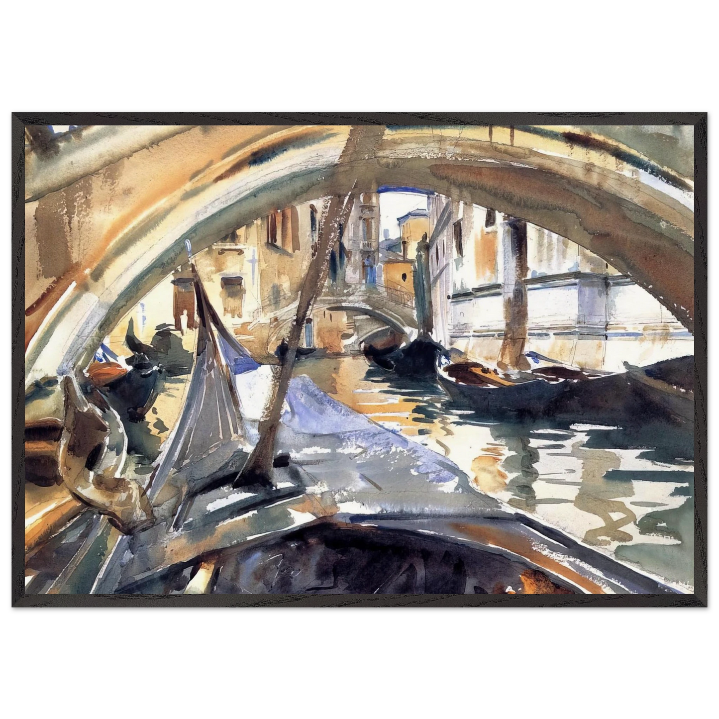 Rio de Santa Maria Formosa - John Singer Sargent 70x100 cm / 28x40 inches Framed Art Print – Black Wooden Frame