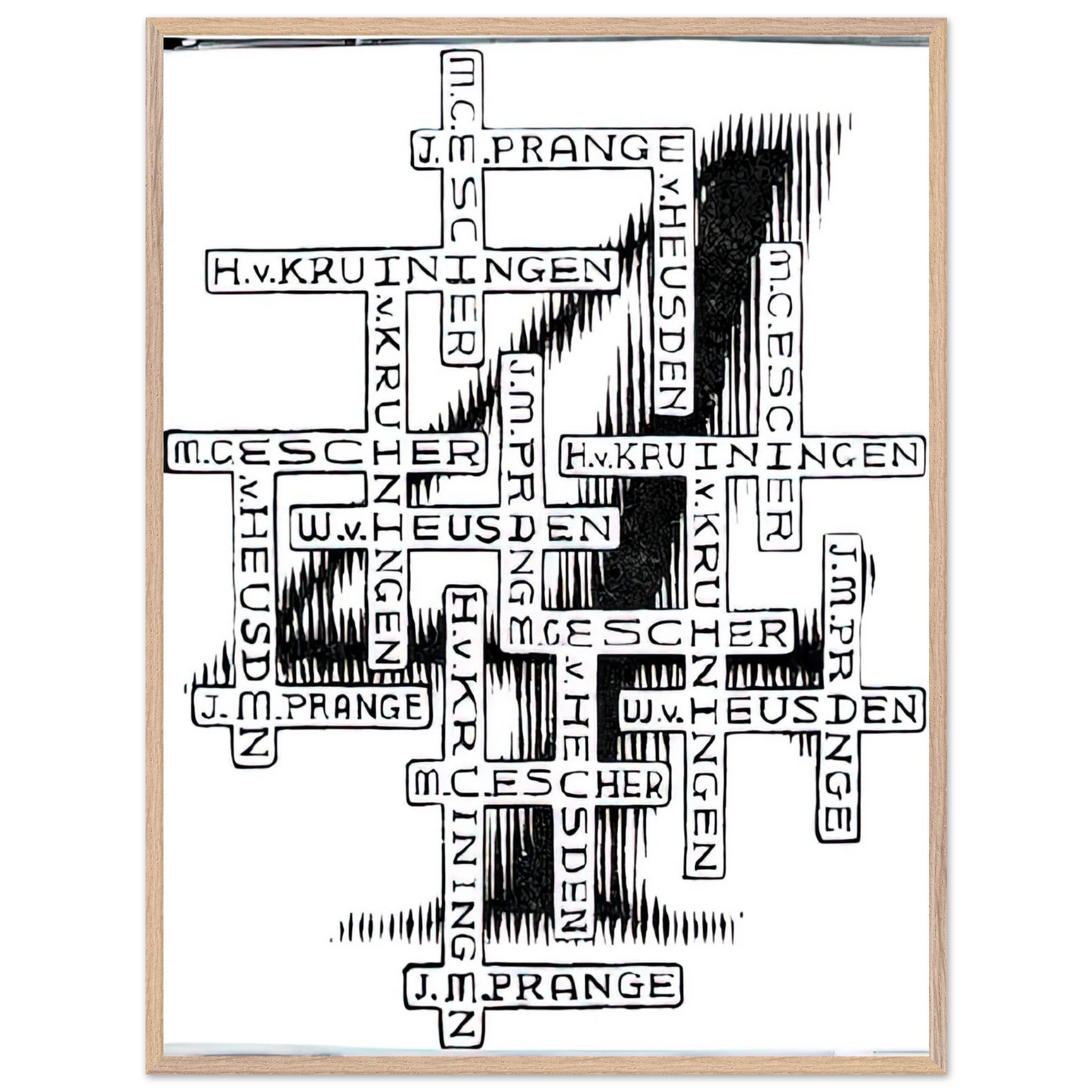 MC Escher - ESCHER (29) Wall Art - 60x80 cm / 24x32 inches - Premium Wooden Framed Poster With Fine Art Paper-canvas - White frame