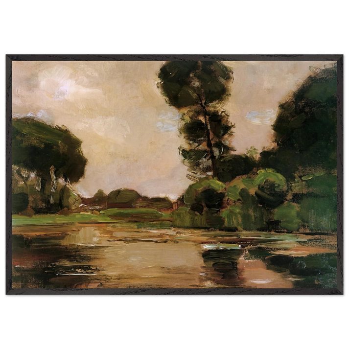 Lonely tree at the Gein Sun - Piet Mondrian 70x100 cm / 28x40 inches Framed Art Print – Black Wooden Frame