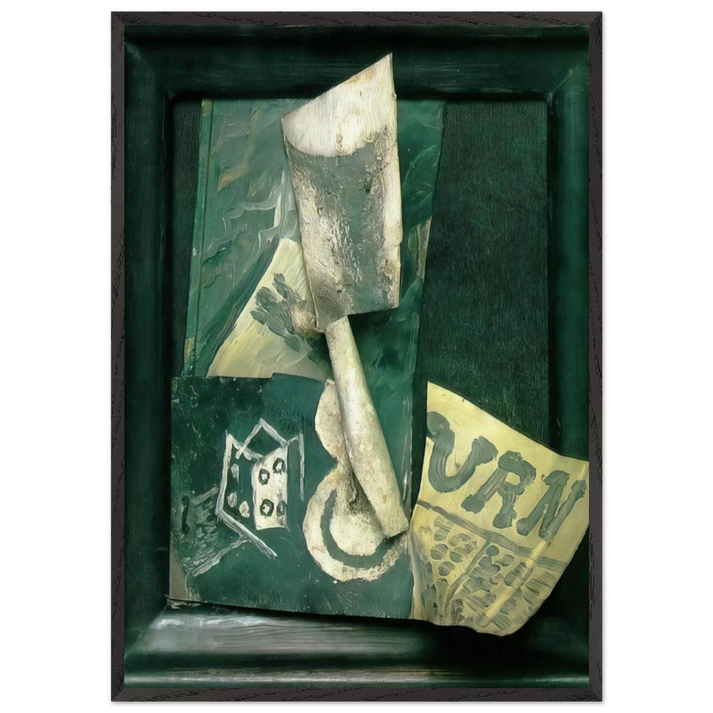 Glass and newspaper - Pablo Picasso 70x100 cm / 28x40 inches Framed Art Print – Black Wooden Frame