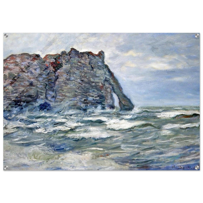 Port d`Aval, Rough Sea - claude monet Acrylic Print - 70x100 cm / 28x40″ inches