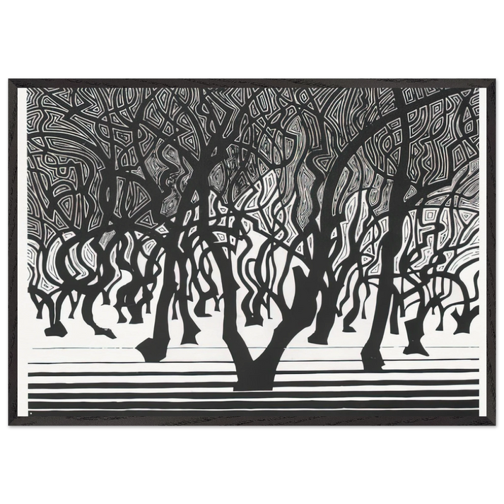 WOODS NEAR MENTON - MC Escher 70x100 cm / 28x40 inches Framed Art Print – Black Wooden Frame | Maurits Cornelis Escher Prints