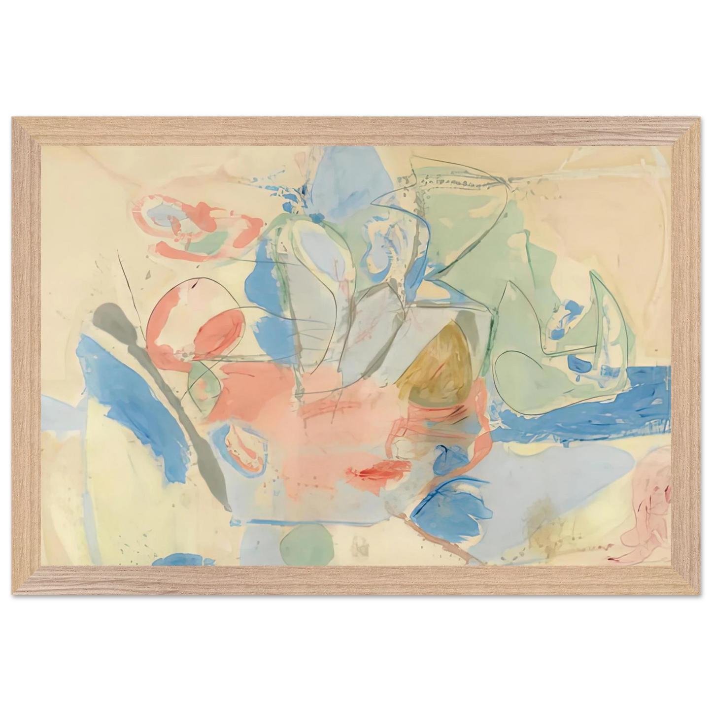 Helen Frankenthaler - Mountains and Sea, 1952- Wall Art - 60x80 cm / 24x32 inches - Premium Wooden Framed Poster With Fine Art Paper-canvas - Wood frame