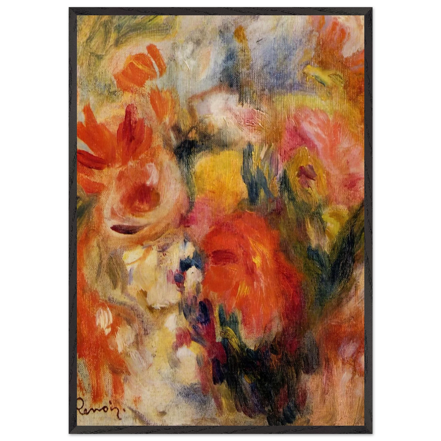 Flower Study - Pierre-Auguste Renoir 70x100 cm / 28x40 inches Framed Art Print – Black Wooden Frame