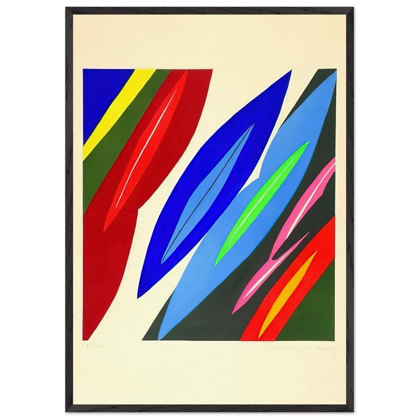 Farblitho 1968 - 2 NOR - 1968 - Ernst Wilhelm Nay 70x100 cm / 28x40 inches Framed Art Print – Black Wooden Frame