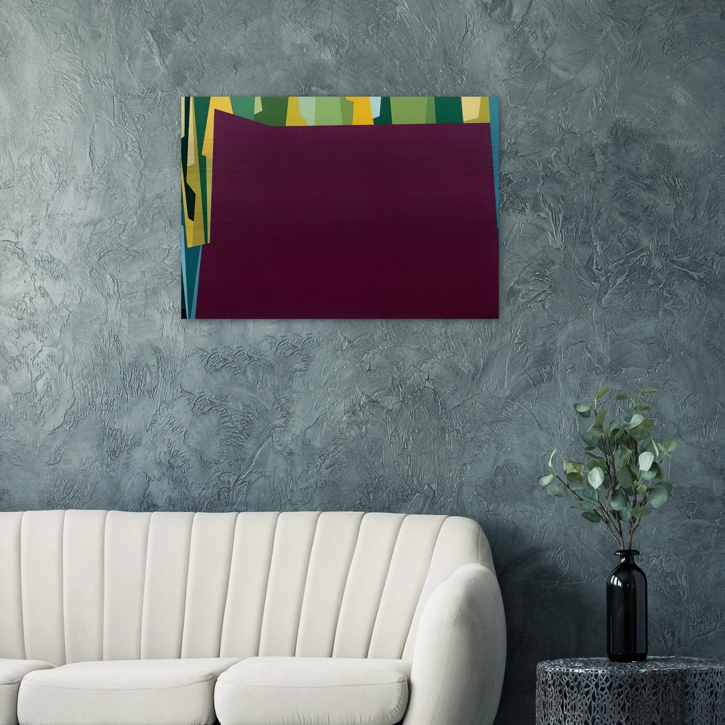 Interlocking Forms Big Magenta With Green - 1959 - Karl Benjamin Brushed Aluminum Print - 70x100 cm / 28x40 inches | Karl Benjamin Aluminum Print | Karl Benjamin Prints