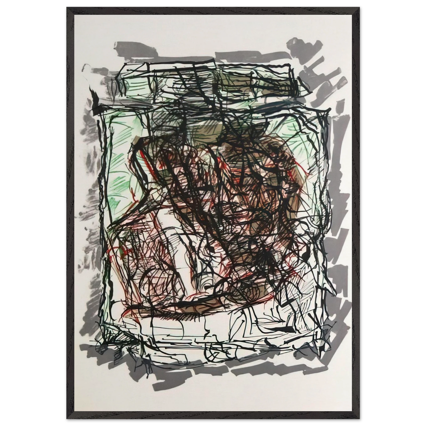 Lithographie 1976 - Jean-Paul Riopelle Framed Art Print – Black Wooden Frame - Default Title - -Framed Art Print