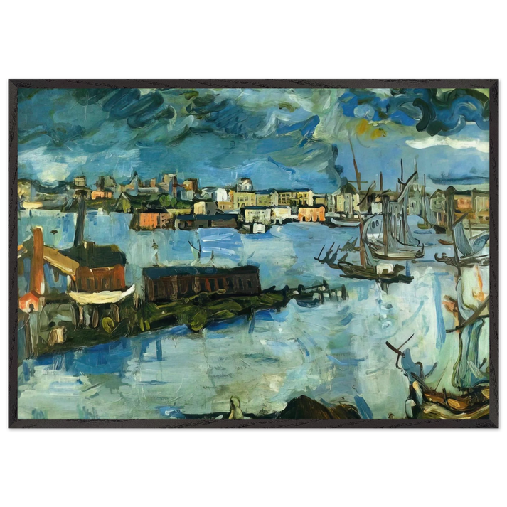 STOCKHOLM HARBOUR - OSKAR KOKOSCHKA 70x100 cm / 28x40 inches Framed Art Print – Black Wooden Frame