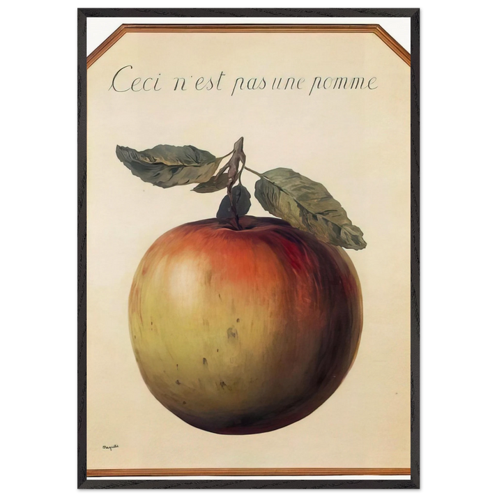 THIS IS NOT AN APPLE 1964 - Rene Magritte 70x100 cm / 28x40 inches Framed Art Print – Black Wooden Frame