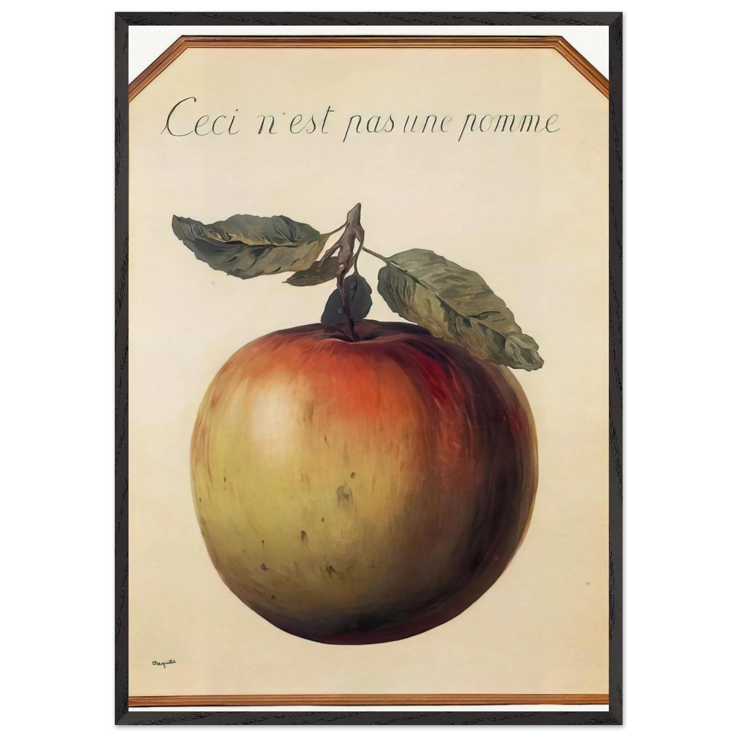 THIS IS NOT AN APPLE 1964 - Rene Magritte 70x100 cm / 28x40 inches Framed Art Print – Black Wooden Frame