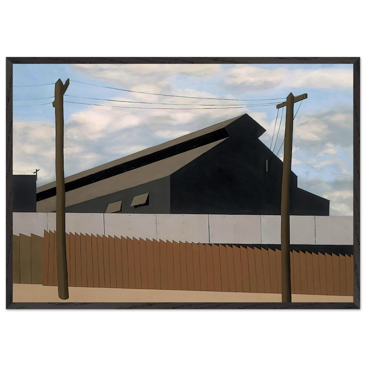 Steel Foundry Coatesville Pa - 1937 - Ralston Crawford 70x100 cm / 28x40 inches Framed Art Print – Black Wooden Frame