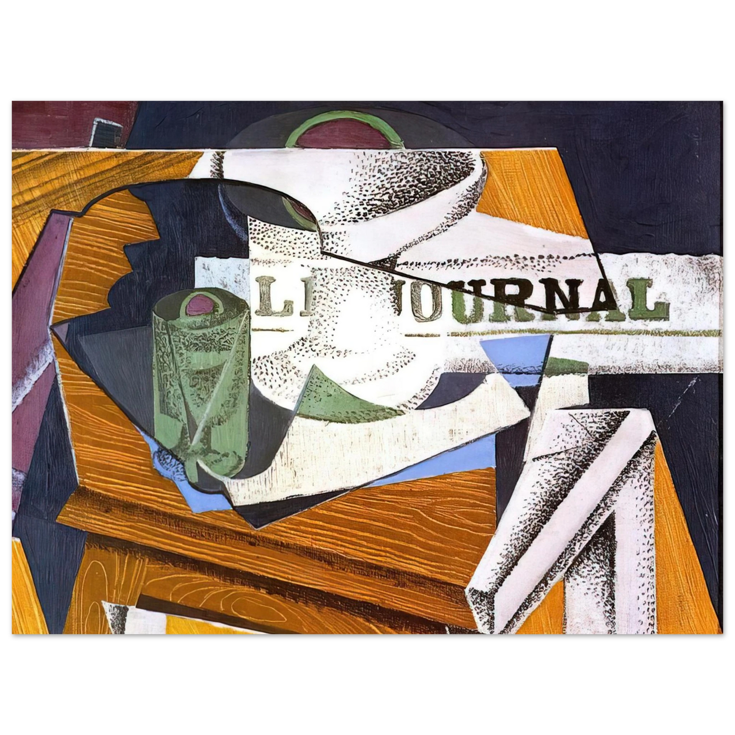 Juan Gris - FRUIT BOWL BOOK AND NEWSPAPER Fine Art Poster - Default Title