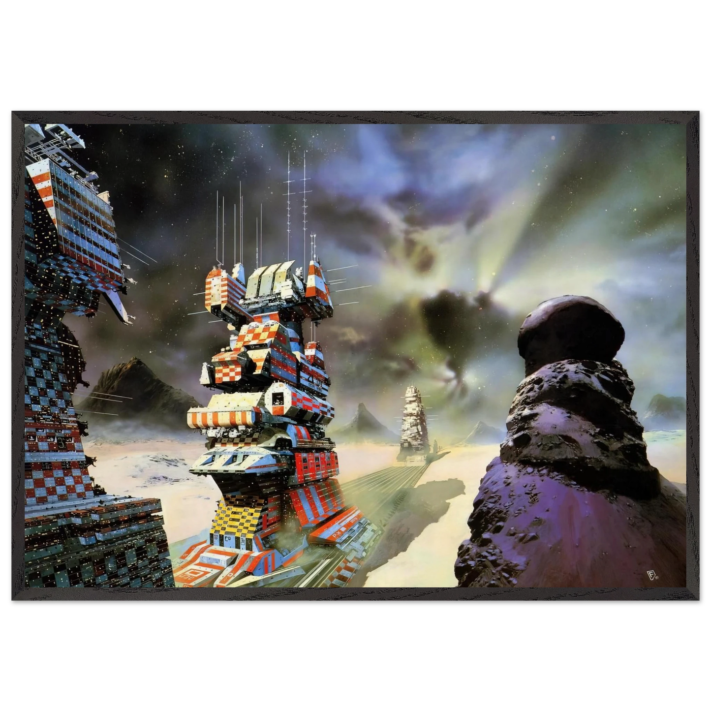 Chris Foss N15 - Chris Foss 70x100 cm / 28x40 inches Framed Art Print – Black Wooden Frame