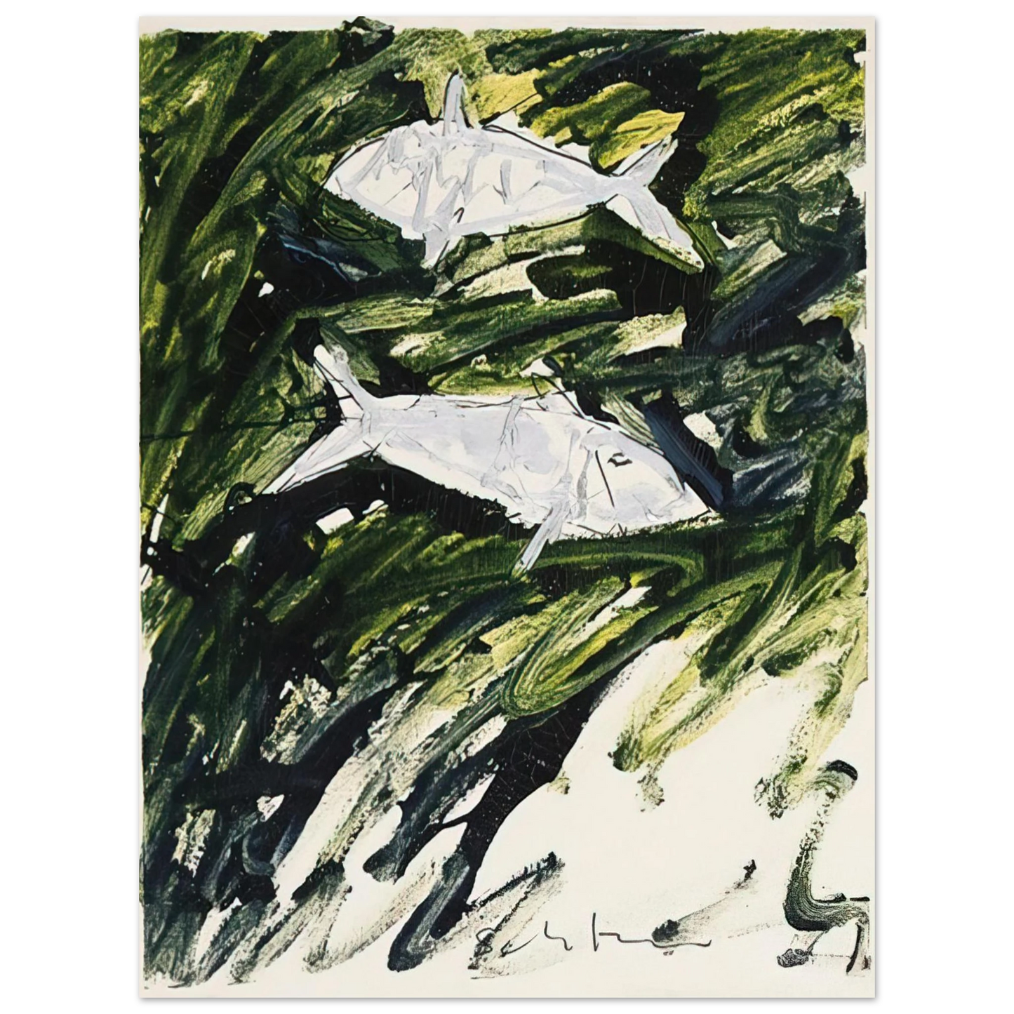 Mario Schifano - Pesci - 1982 Fine Art Poster - Default Title