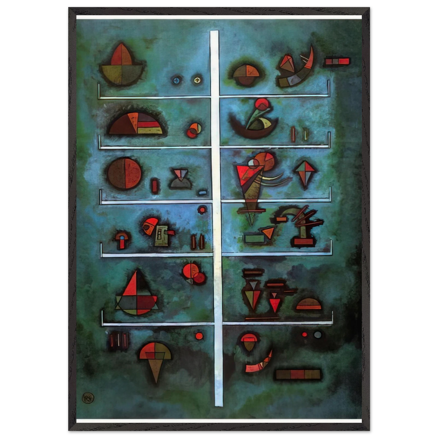 STOREYS 1929 - Wassily Kandinsky 70x100 cm / 28x40 inches Framed Art Print – Black Wooden Frame