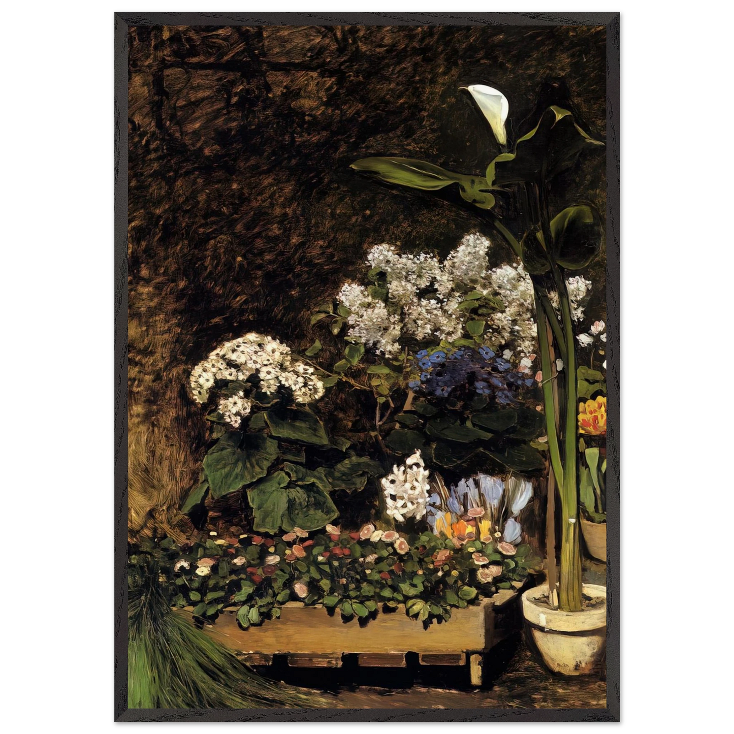Spring Flowers N2 - Pierre-Auguste Renoir 70x100 cm / 28x40 inches Framed Art Print – Black Wooden Frame