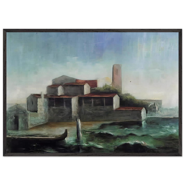 LO SQUERO DI SAN TROVASO 1938 - Carlo Carra 70x100 cm / 28x40 inches Framed Art Print – Black Wooden Frame