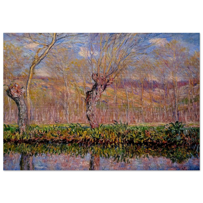 The Banks of the River Epte in Springtime - claude monet Brushed Aluminum Print - 70x100 cm / 28x40 inches | claude monet Aluminum Print | claude monet Prints