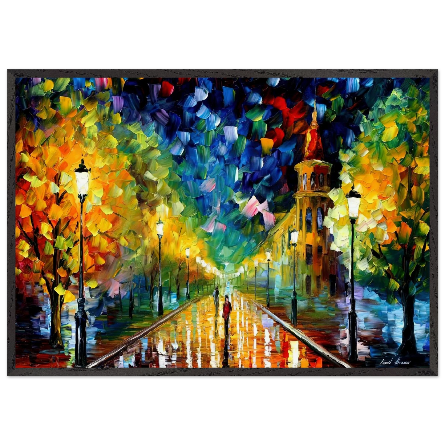 Leonid Afremov N24 - Leonid Afremov 70x100 cm / 28x40 inches Framed Art Print – Black Wooden Frame