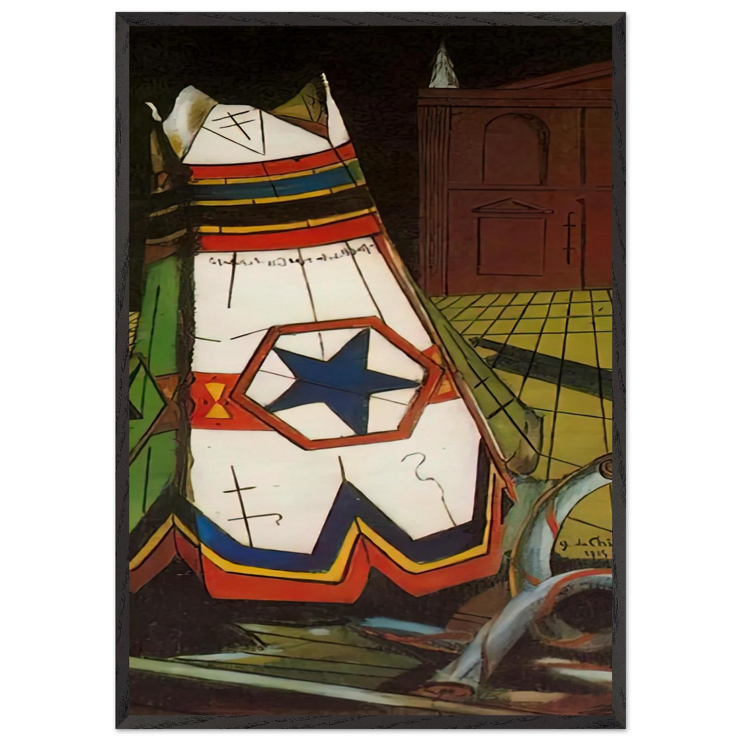 PLAYTHINGS OF THE PRINCE 1915 - Giorgio de Chirico 70x100 cm / 28x40 inches Framed Art Print – Black Wooden Frame