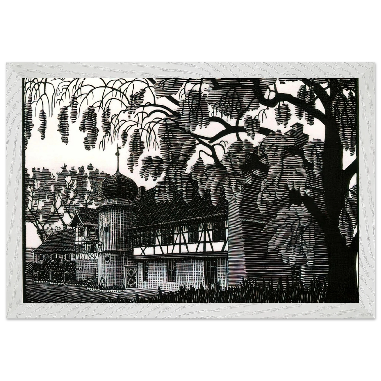 MC Escher - ESCHER (12) Wall Art - 60x80 cm / 24x32 inches - Premium Wooden Framed Poster With Fine Art Paper-canvas - Wood frame