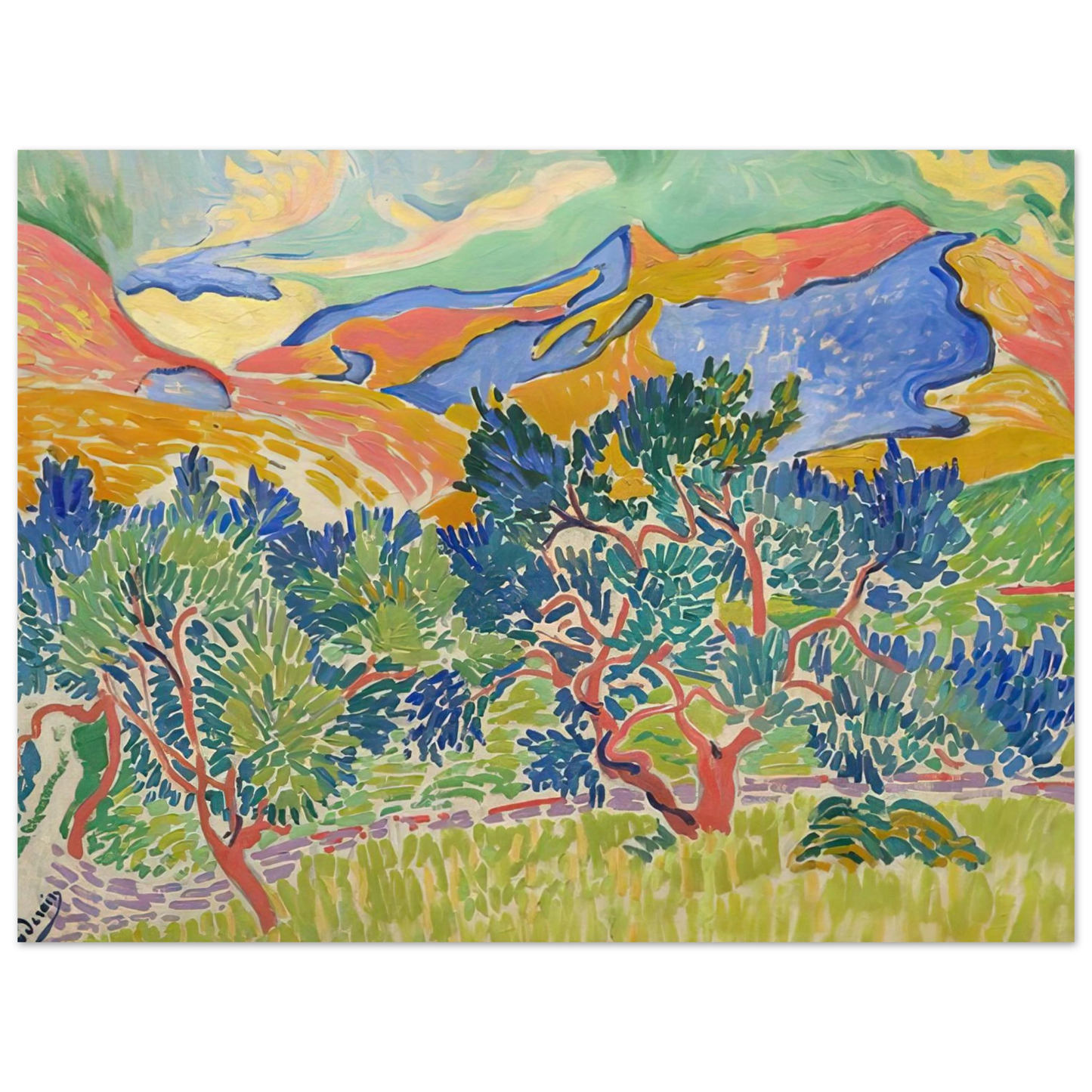 Andre Derain - MOUNTAINS AT COLLIOURE 1905 Fine Art Poster - Default Title