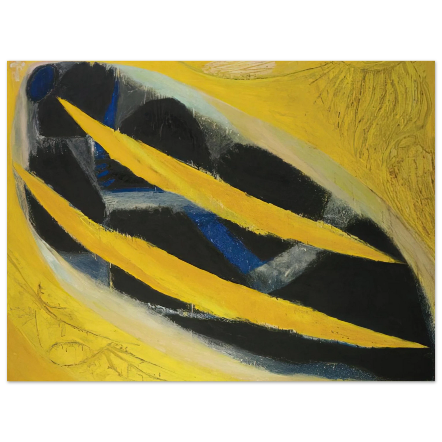 Frank Lobdell - Dark Presence III, Yellow - 1963 Fine Art Poster - Default Title