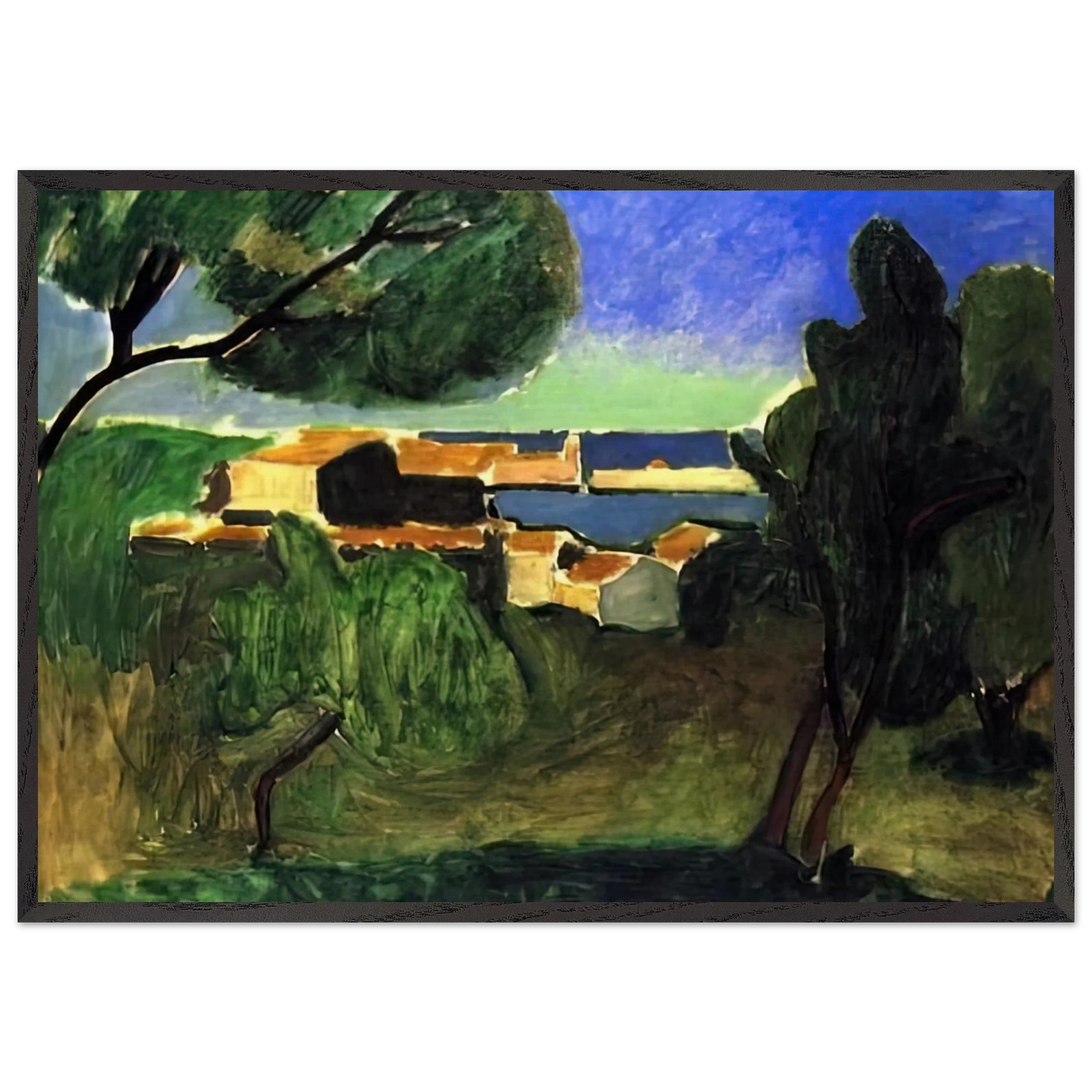 LANDSCAPE AT COLLIOURE III 1907 - Henri Matisse 70x100 cm / 28x40 inches Framed Art Print – Black Wooden Frame