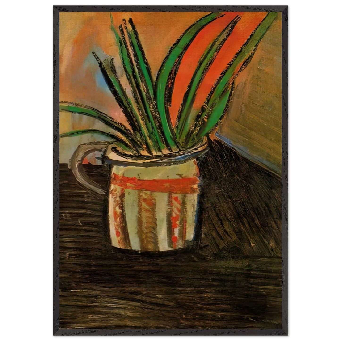 Exotic Flowers - 1907 - Pablo Picasso 70x100 cm / 28x40 inches Framed Art Print – Black Wooden Frame