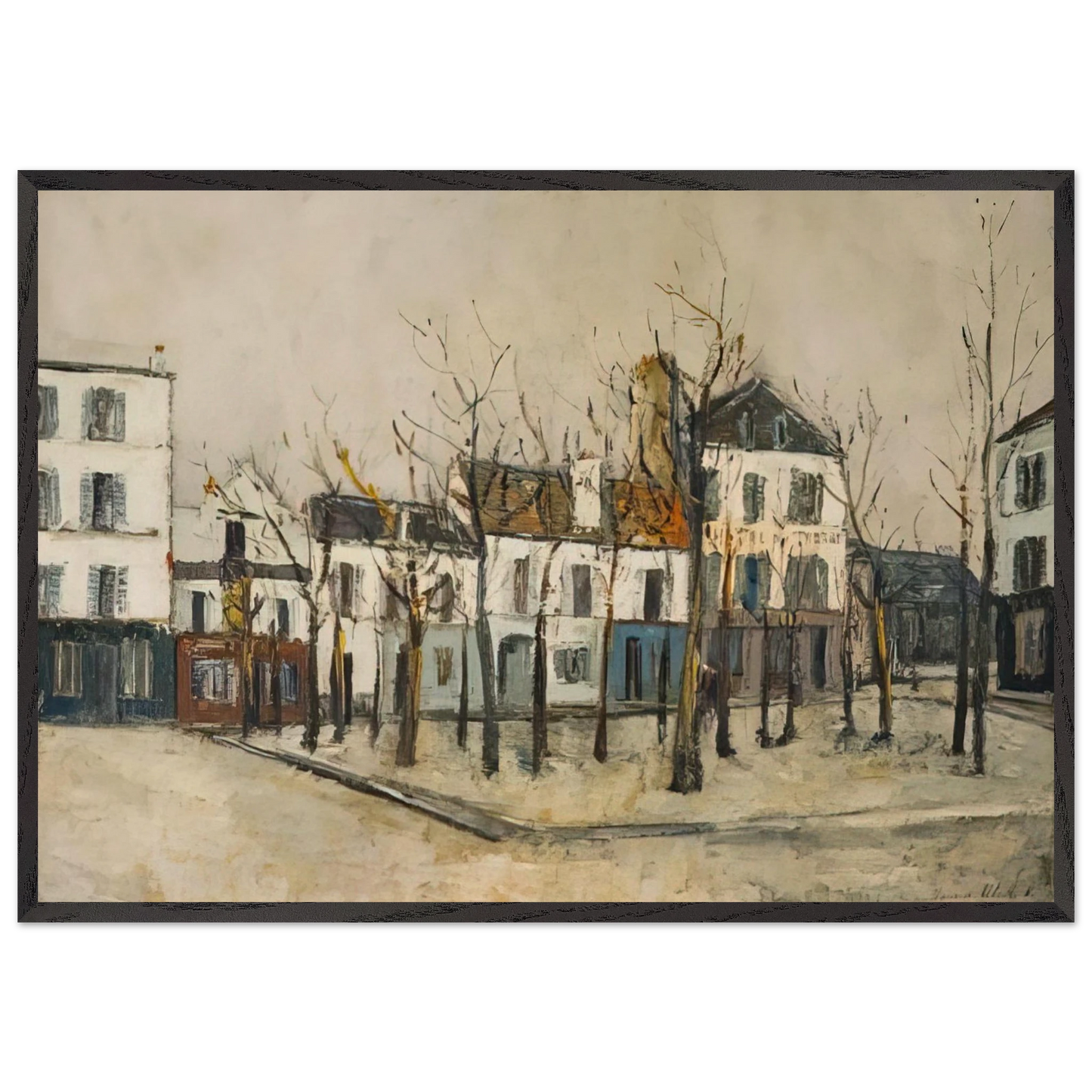 LA PLACE DU TERTRE 1910 - Maurice Utrillo 70x100 cm / 28x40 inches Framed Art Print – Black Wooden Frame