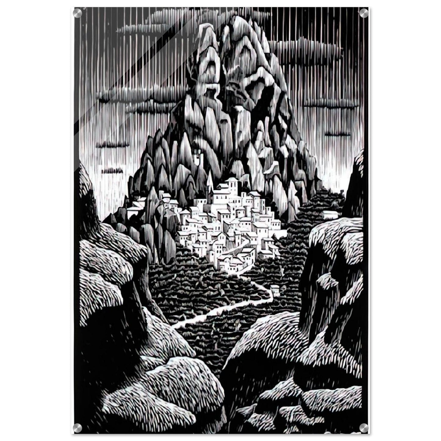 PENTEDATTIO CALABRIA JANUARY 1930 1930 - MC Escher Acrylic Print - 70x100 cm / 28x40″ inches | MC Escher Wall Art | MC Escher Prints