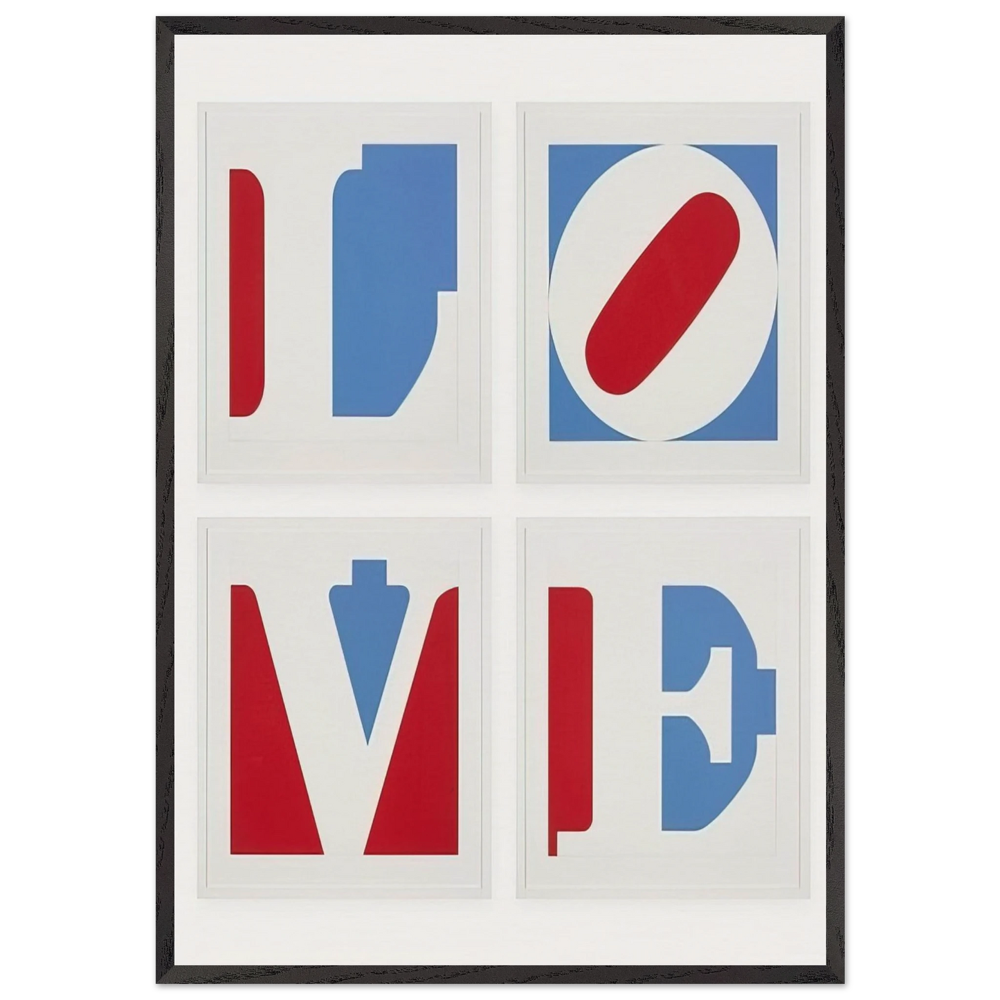 Four Panel Love - Robert Indiana 70x100 cm / 28x40 inches Framed Art Print – Black Wooden Frame