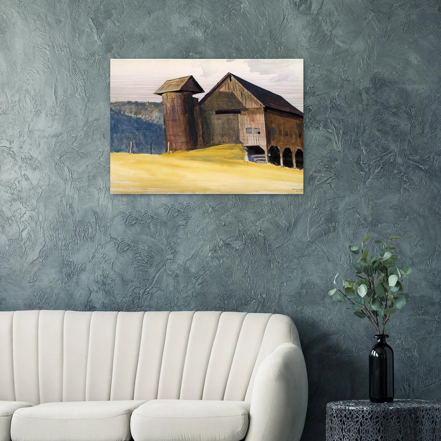 Barn and Silo, Vermont - Edward Hopper Brushed Aluminum Print - 70x100 cm / 28x40 inches | Edward Hopper Aluminum Print | Edward Hopper Prints